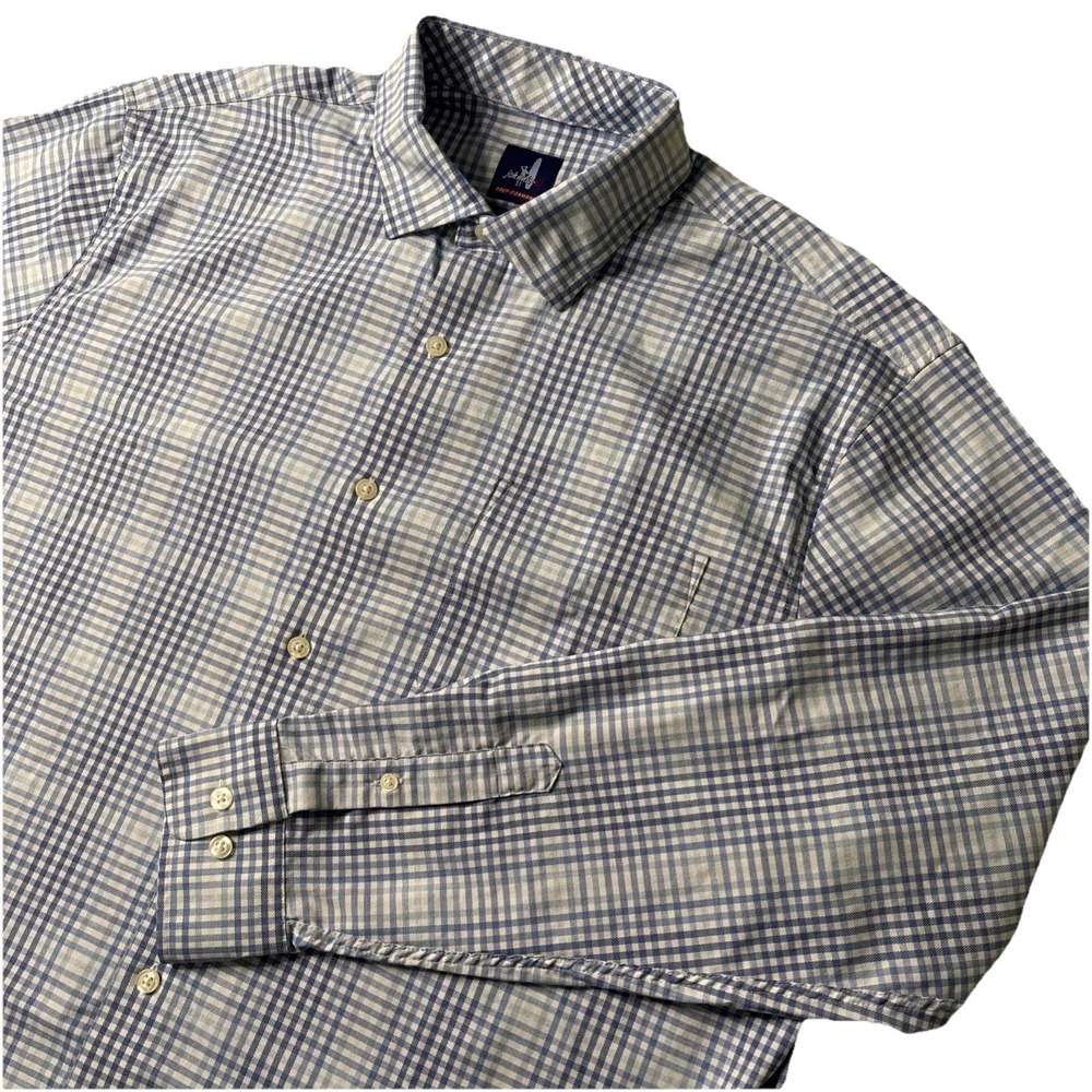 Johnnie-O Prep-Formance WAKE XL BLUE Plaid Mens Long Sleeve Button Up Shirt Logo